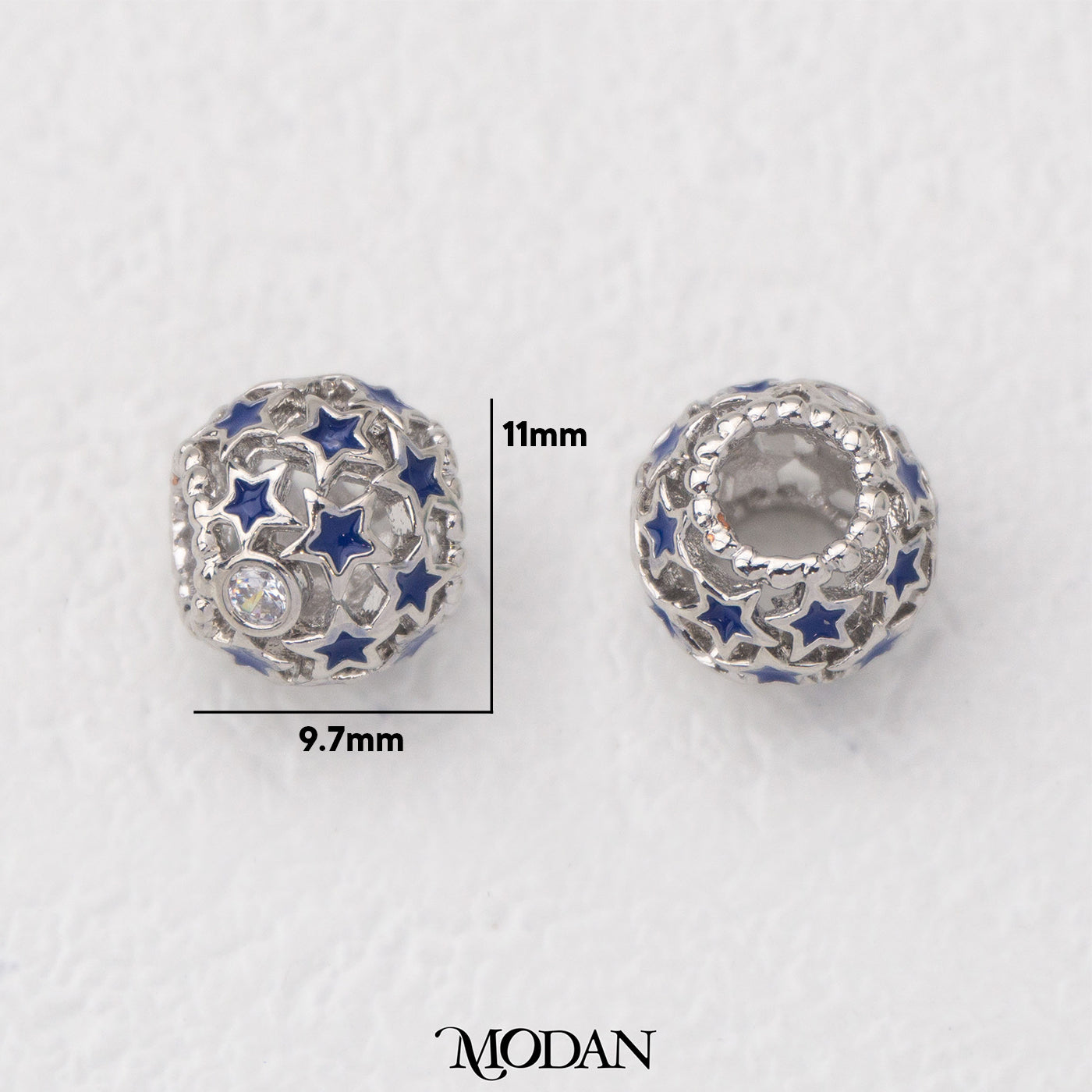 Round Blue Star Bead Liontin Manik Bulat Bintang Biru Hypoallergenic Gold Filled