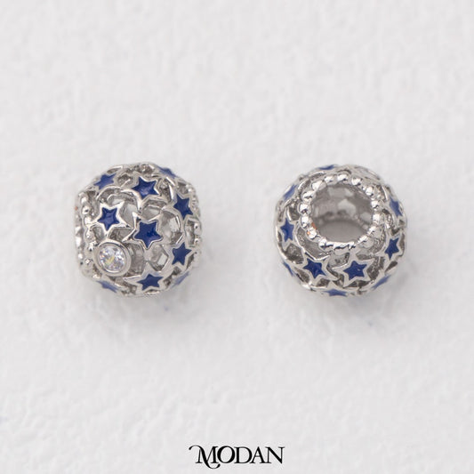 Round Blue Star Bead Liontin Manik Bulat Bintang Biru Hypoallergenic Gold Filled