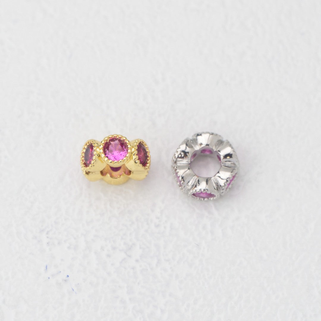 Birthstone Rondelle Beads Liontin Manik Bentuk Bulat Pipih Batu Kelahiran Hypoallergenic Gold Filled