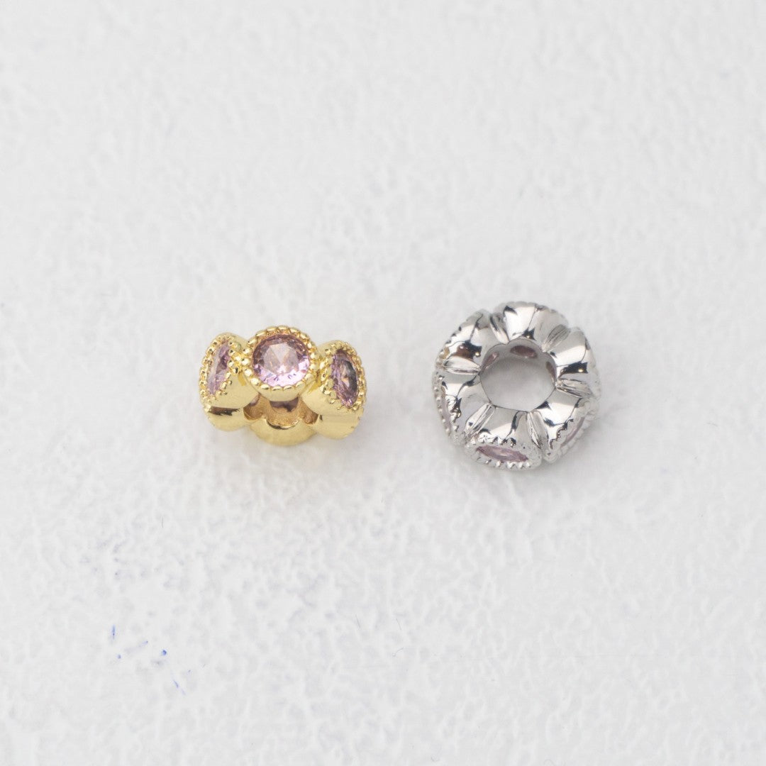 Birthstone Rondelle Beads Liontin Manik Bentuk Bulat Pipih Batu Kelahiran Hypoallergenic Gold Filled