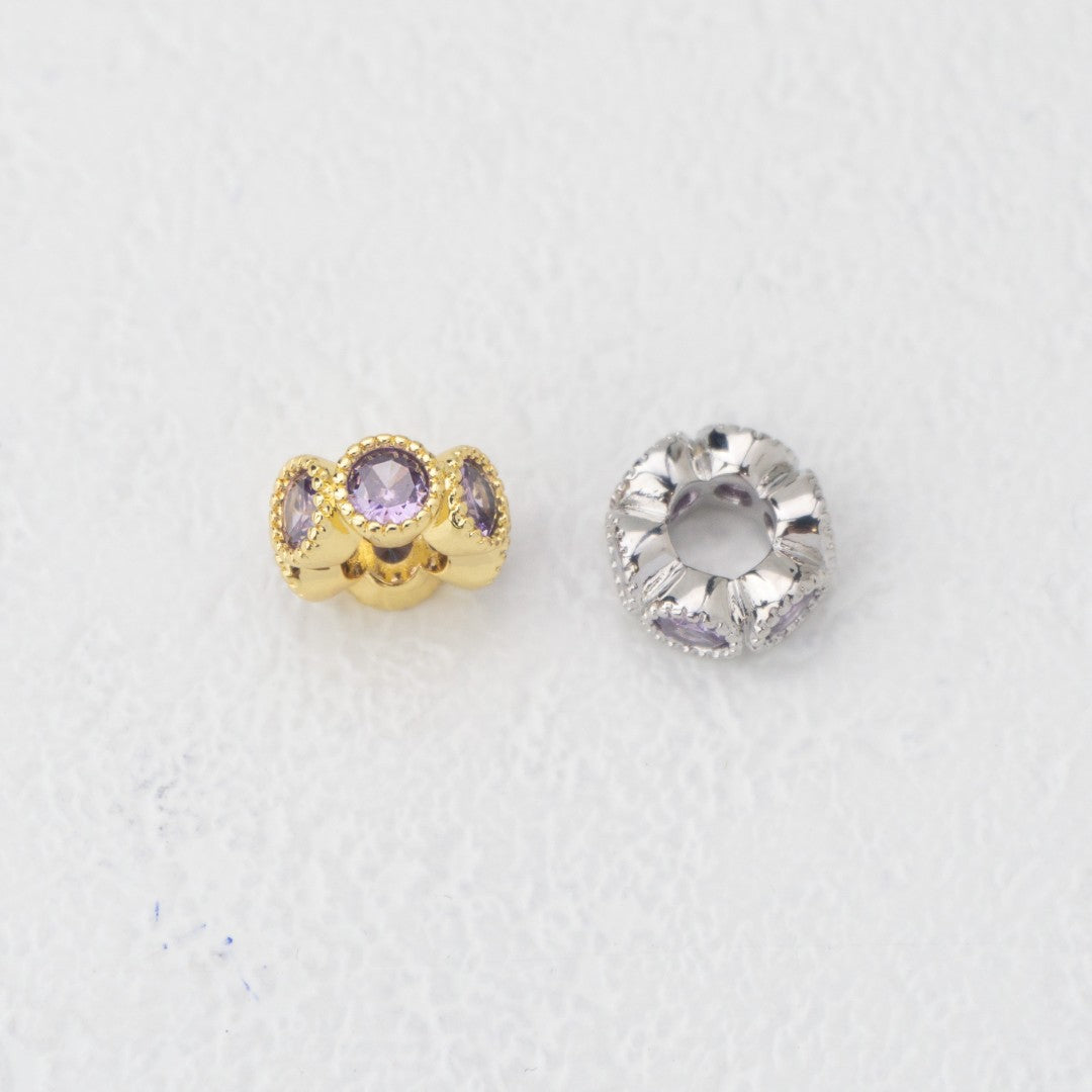 Birthstone Rondelle Beads Liontin Manik Bentuk Bulat Pipih Batu Kelahiran Hypoallergenic Gold Filled