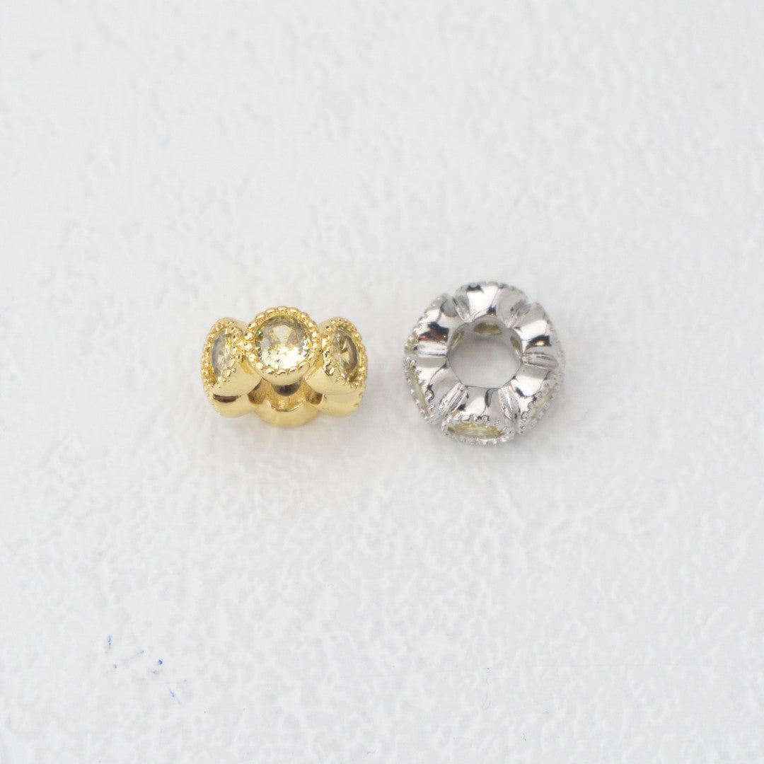 Birthstone Rondelle Beads Liontin Manik Bentuk Bulat Pipih Batu Kelahiran Hypoallergenic Gold Filled