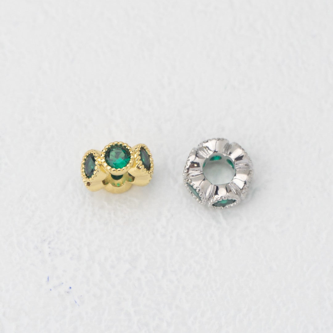Birthstone Rondelle Beads Liontin Manik Bentuk Bulat Pipih Batu Kelahiran Hypoallergenic Gold Filled
