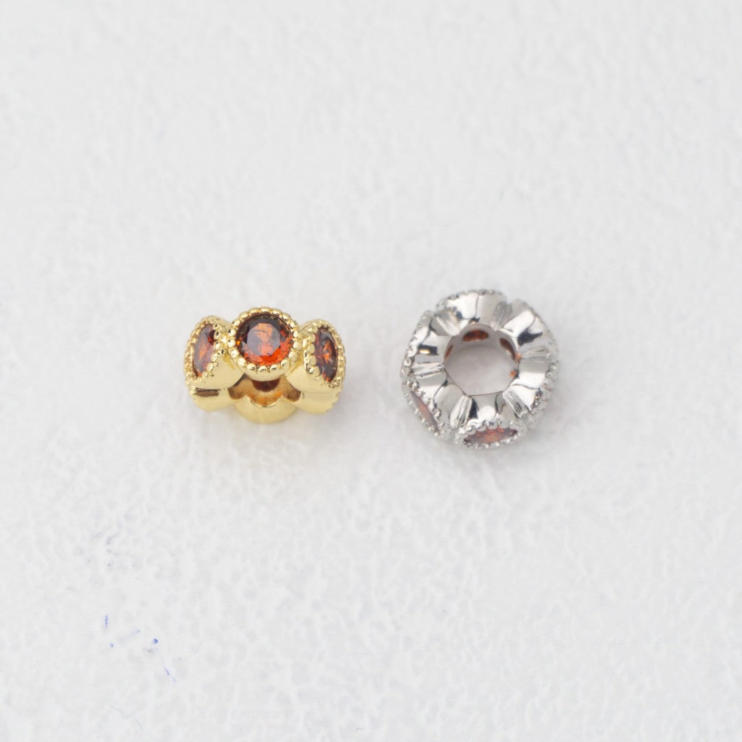 Birthstone Rondelle Beads Liontin Manik Bentuk Bulat Pipih Batu Kelahiran Hypoallergenic Gold Filled