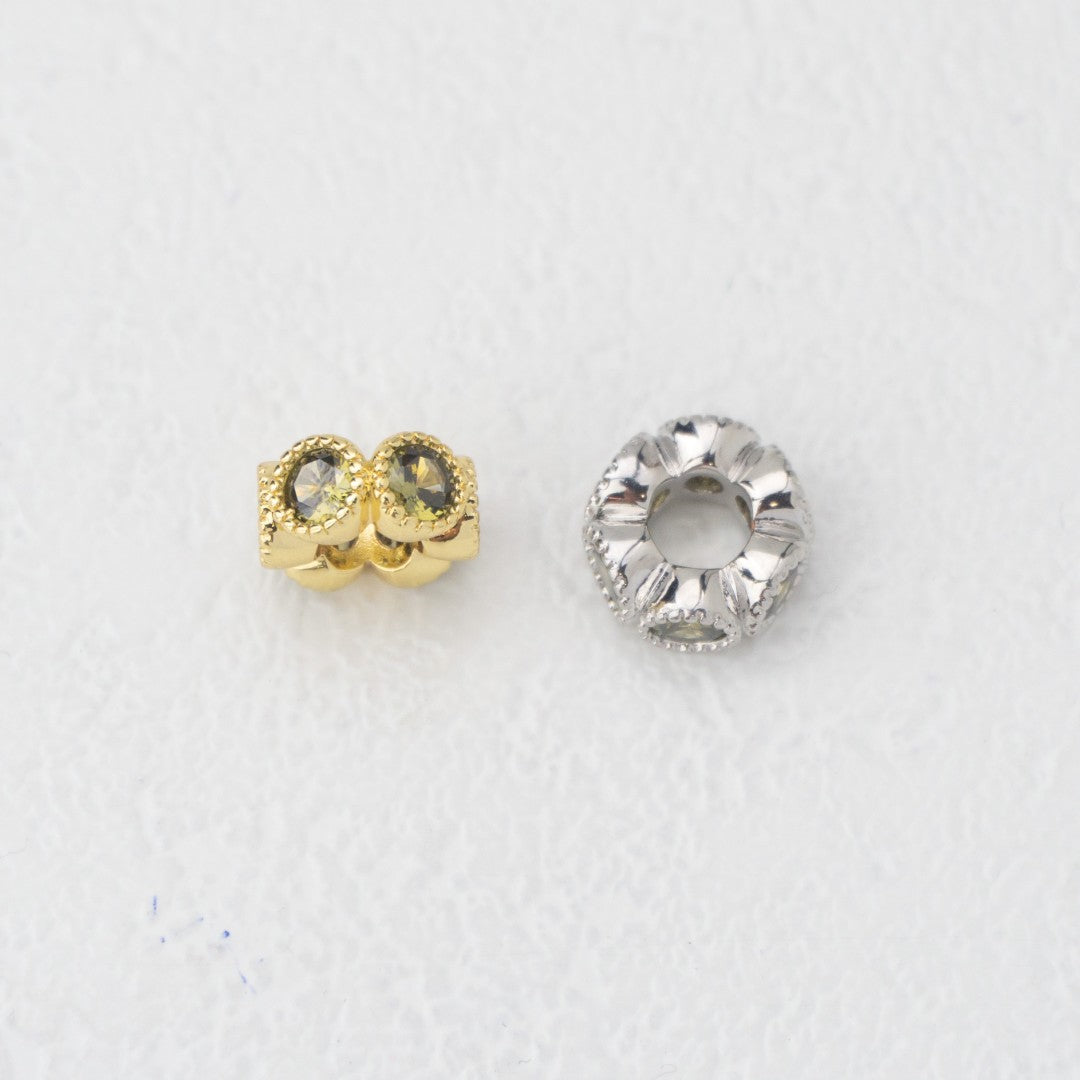 Birthstone Rondelle Beads Liontin Manik Bentuk Bulat Pipih Batu Kelahiran Hypoallergenic Gold Filled