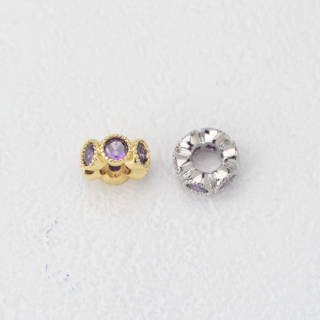 Birthstone Rondelle Beads Liontin Manik Bentuk Bulat Pipih Batu Kelahiran Hypoallergenic Gold Filled