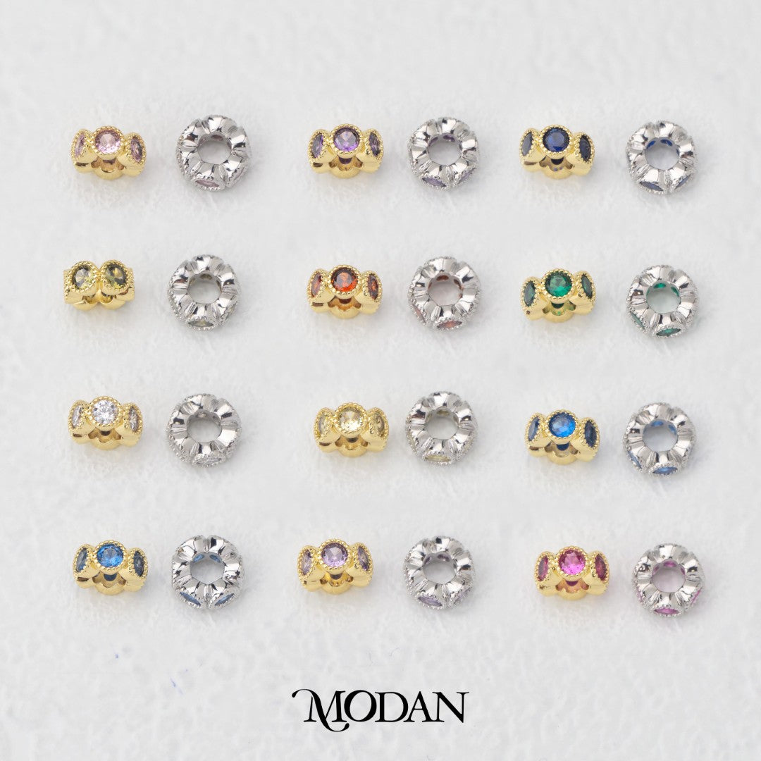 Birthstone Rondelle Beads Liontin Manik Bentuk Bulat Pipih Batu Kelahiran Hypoallergenic Gold Filled
