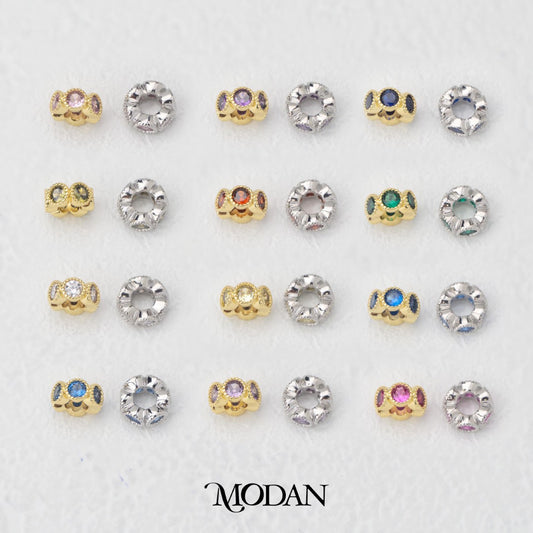 Birthstone Rondelle Beads Liontin Manik Bentuk Bulat Pipih Batu Kelahiran Hypoallergenic Gold Filled