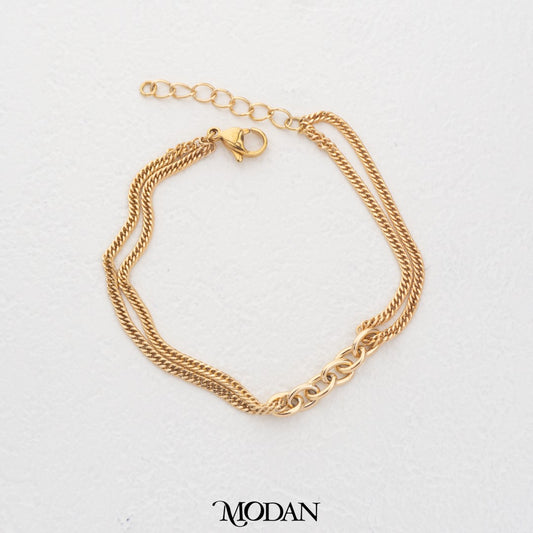 Chunky Double Layer Unfinished Gold Bracelet DIY Gelang Tebal Hypoallergenic Gold Filled