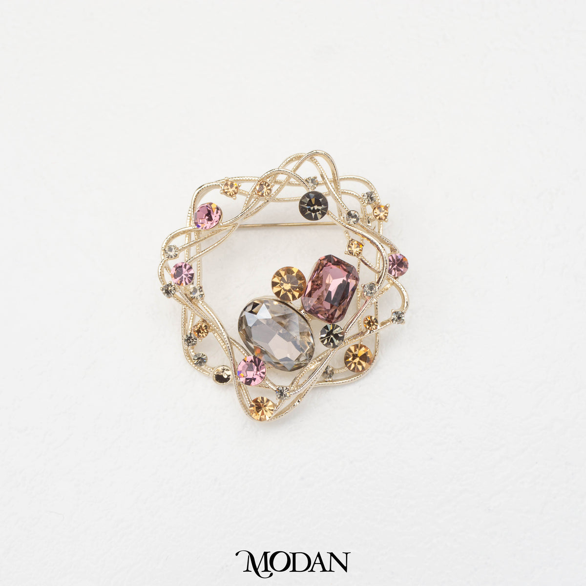 Geometric Irregular Blue Purple Classic Festive Brooch Bros Biru Ungu Klasik Besar Hypoallergenic Gold Plated