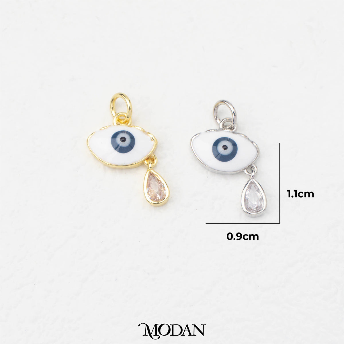Evil Eye Enamel Teardrop Dangle DIY Charm Liontin Mata Iblis Tetes Air Mata Gantung Hypoallergenic Gold Plated