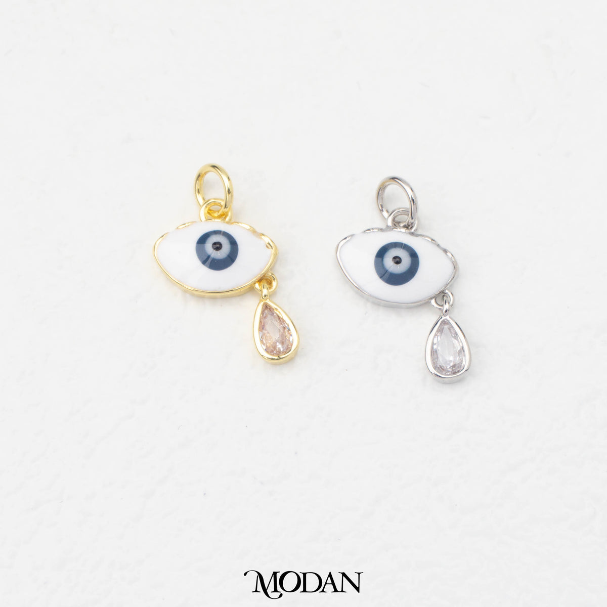 Evil Eye Enamel Teardrop Dangle DIY Charm Liontin Mata Iblis Tetes Air Mata Gantung Hypoallergenic Gold Plated