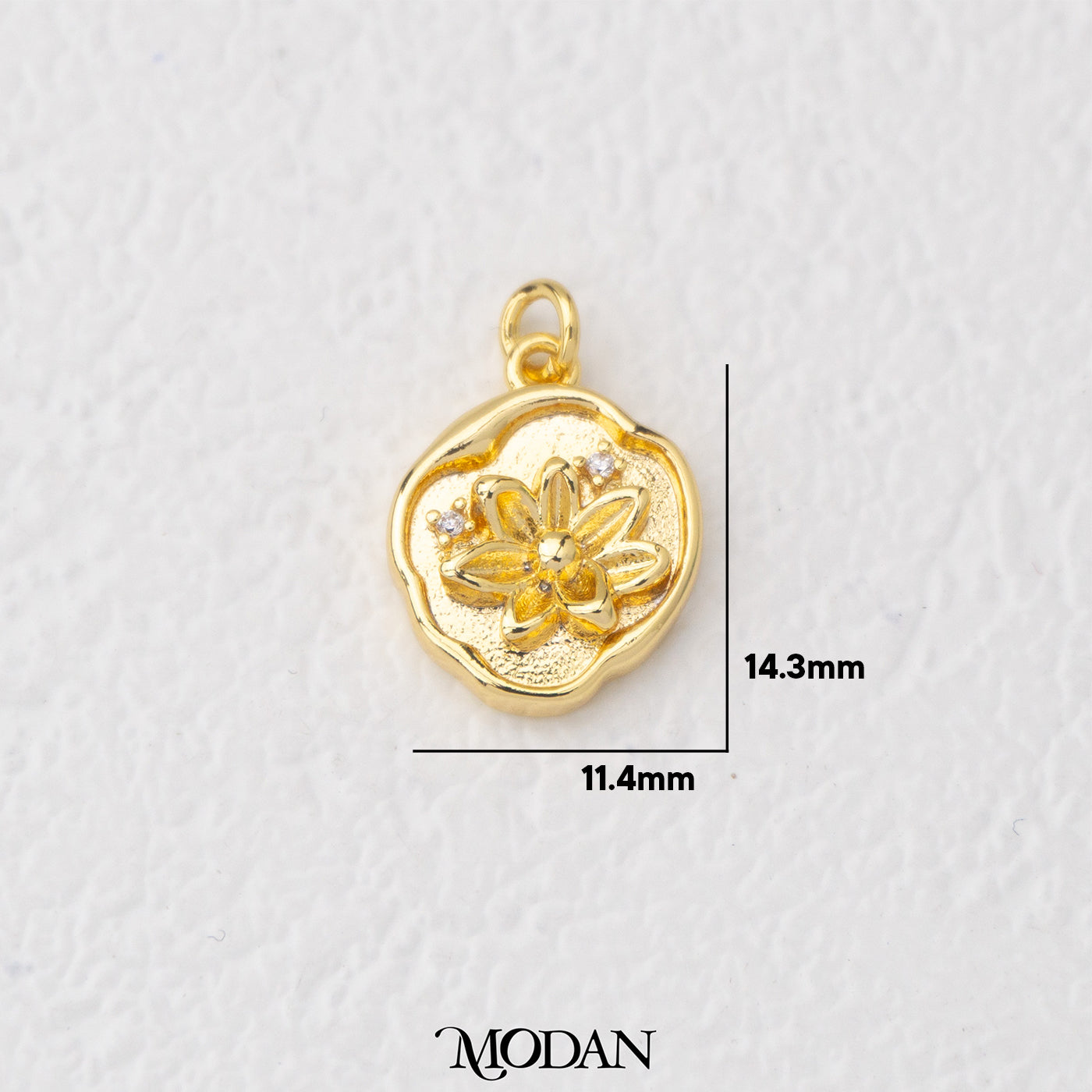 Elegant Flower Medallion Charm Liontin Bunga Teratai Hypoallergenic Gold Filled