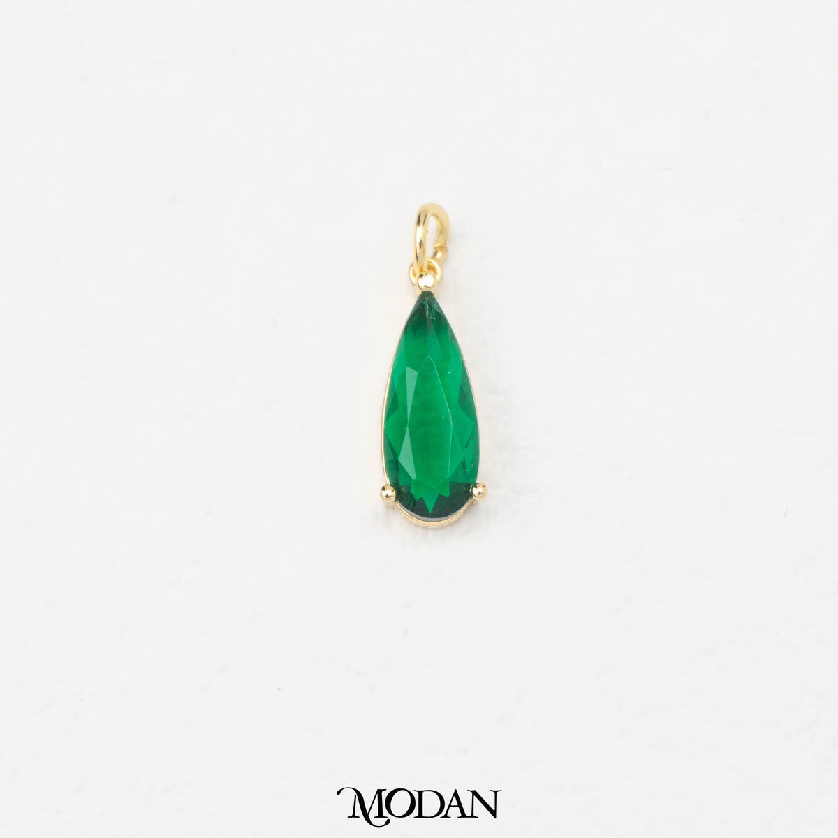 CZ Green Emerald Teardrop DIY Charm Liontin Tetes Air Mata Hijau Hypoallergenic Gold Filled