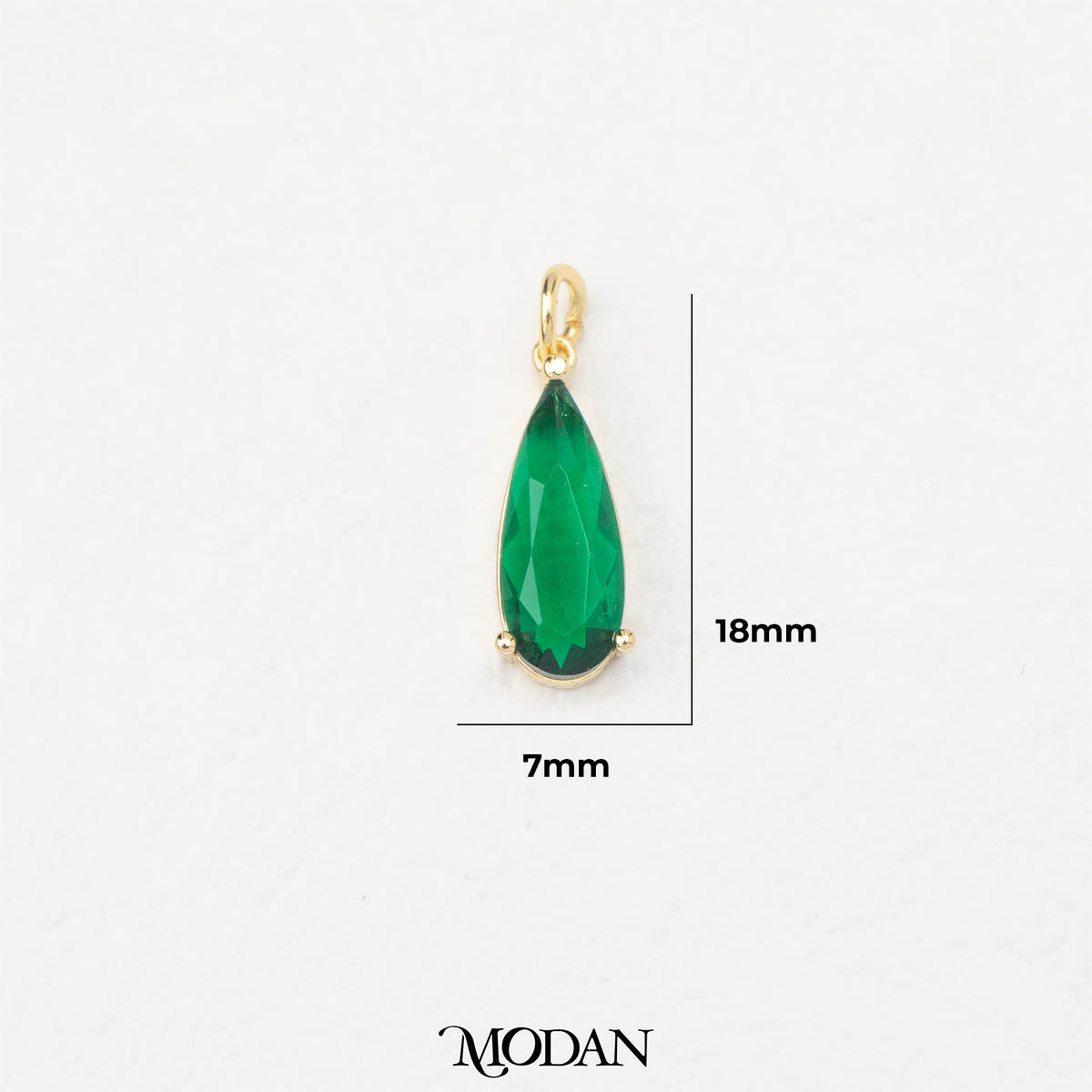 CZ Green Emerald Teardrop DIY Charm Liontin Tetes Air Mata Hijau Hypoallergenic Gold Filled