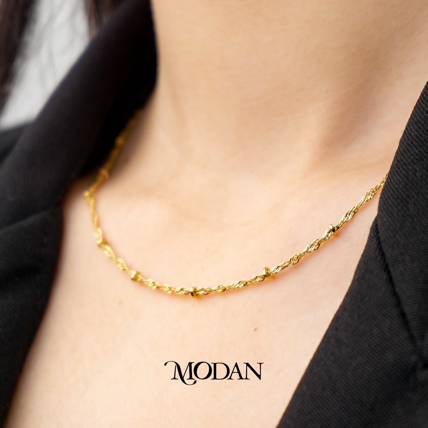 Singapore Chain DIY Rantai Kalung Biji Lada Hypoallergenic Gold Filled