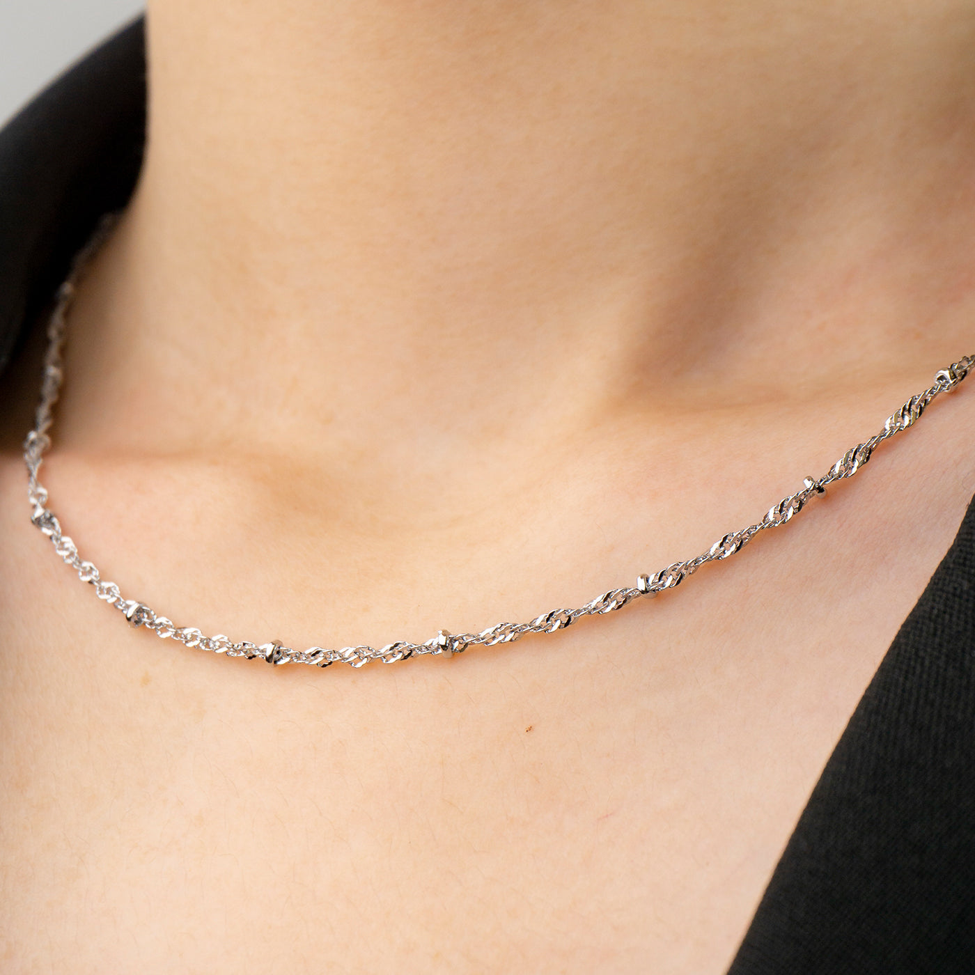 Singapore Chain DIY Rantai Kalung Biji Lada Hypoallergenic Gold Filled