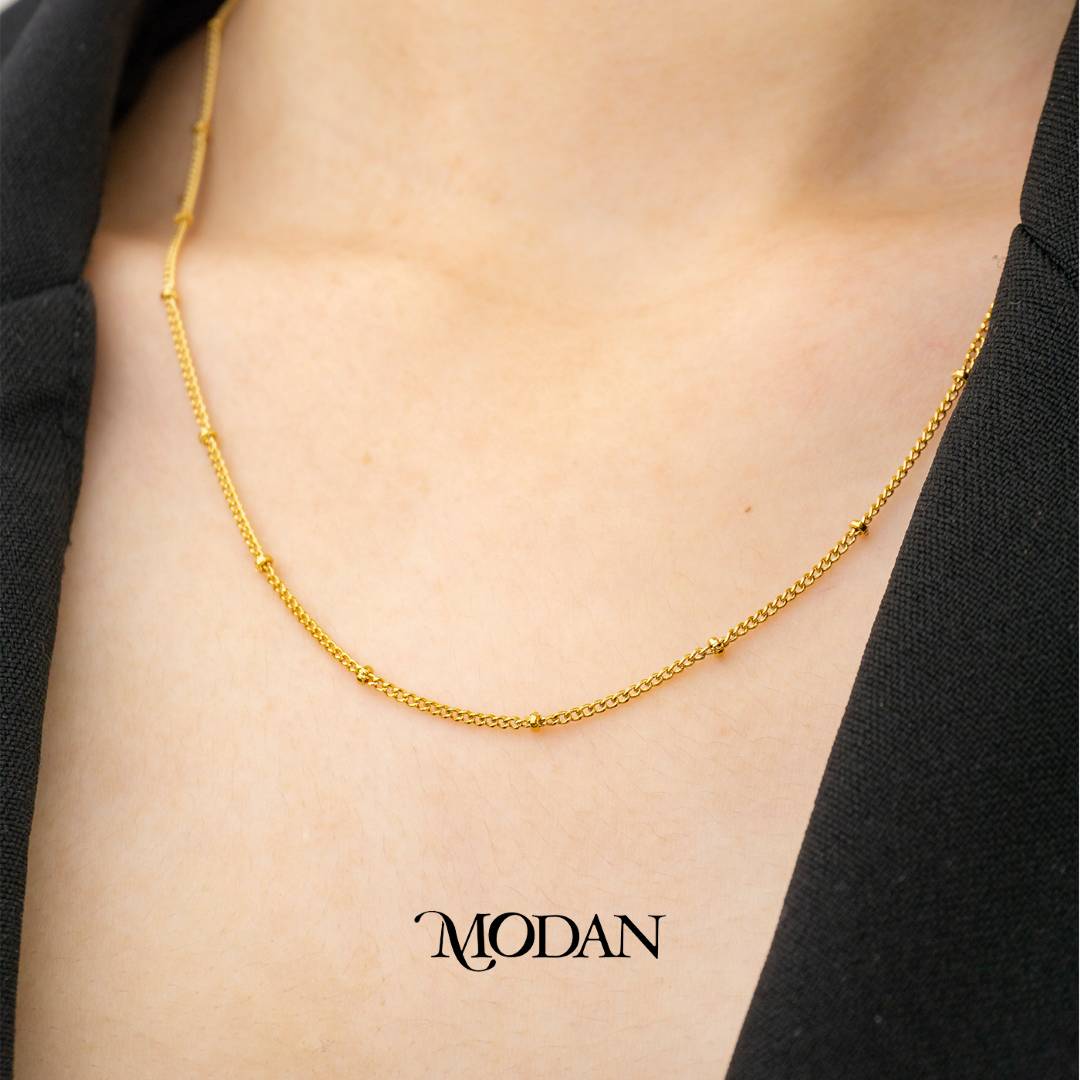 Satellite Bead Curb 45cm DIY Rantai Kalung Hypoallergenic Gold Filled