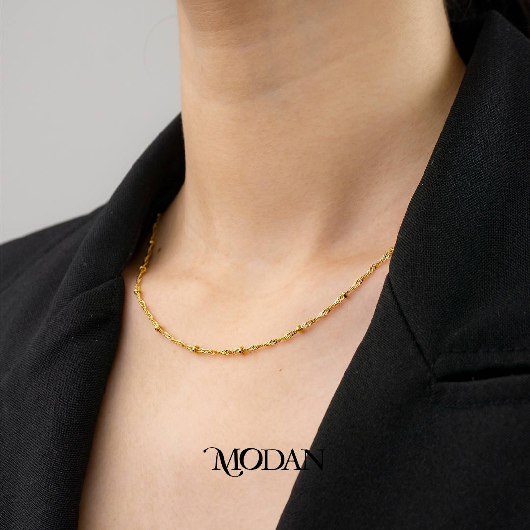 Satellite Bead Curb 45cm DIY Rantai Kalung Hypoallergenic Gold Filled