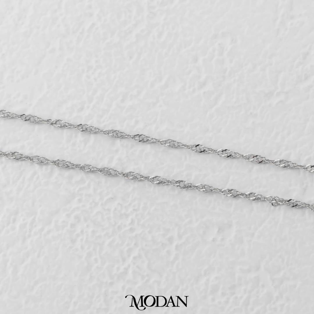 45.5cm Silver Singapore Chain DIY Chain Rantai Kalung Silver Polos Hypoallergenic S925