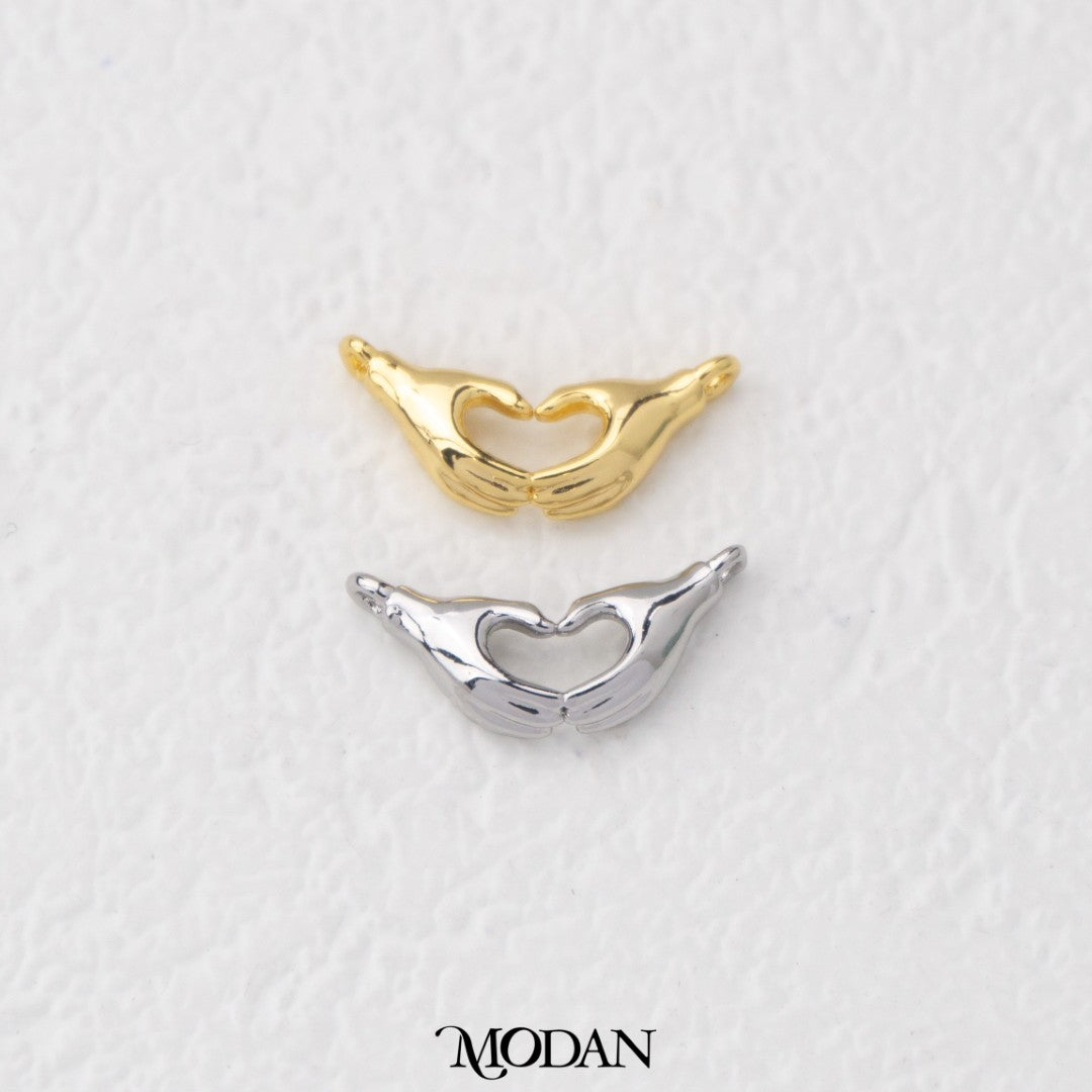 Mini Join Hands Love Sign DIY Connector Liontin Cinta Hypoallergenic Gold Filled
