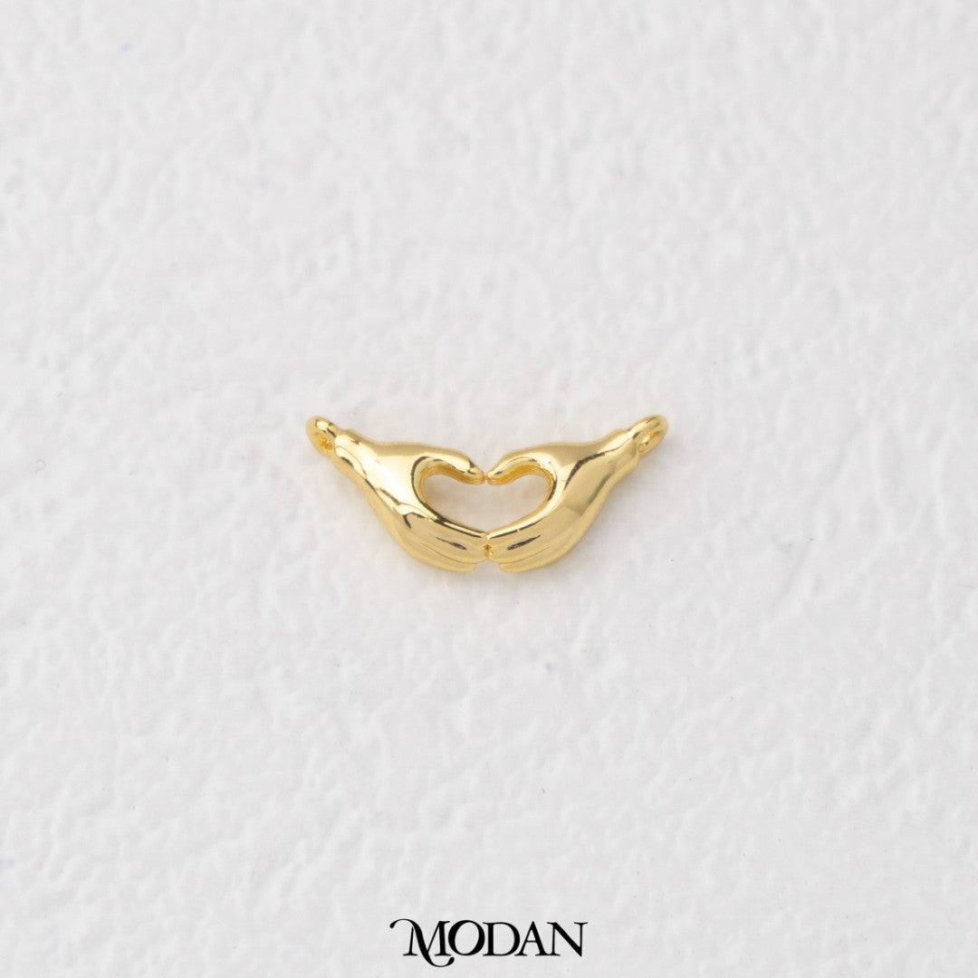Mini Join Hands Love Sign DIY Connector Liontin Cinta Hypoallergenic Gold Filled