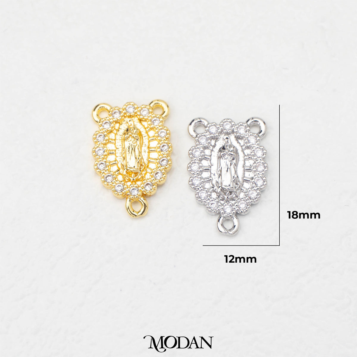 Mother Mary Rosary Harces DIY Connector Liontin Konektor 3 Lubang Rosario Bunda Maria Hypoallergenic Gold Filled