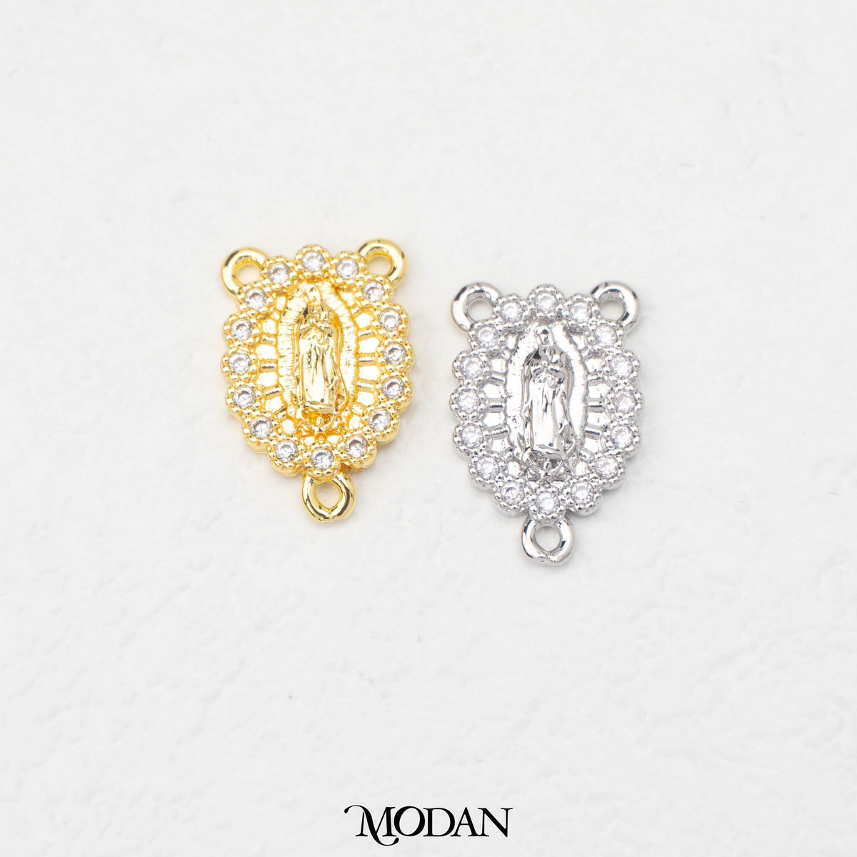 Mother Mary Rosary Harces DIY Connector Liontin Konektor 3 Lubang Rosario Bunda Maria Hypoallergenic Gold Filled