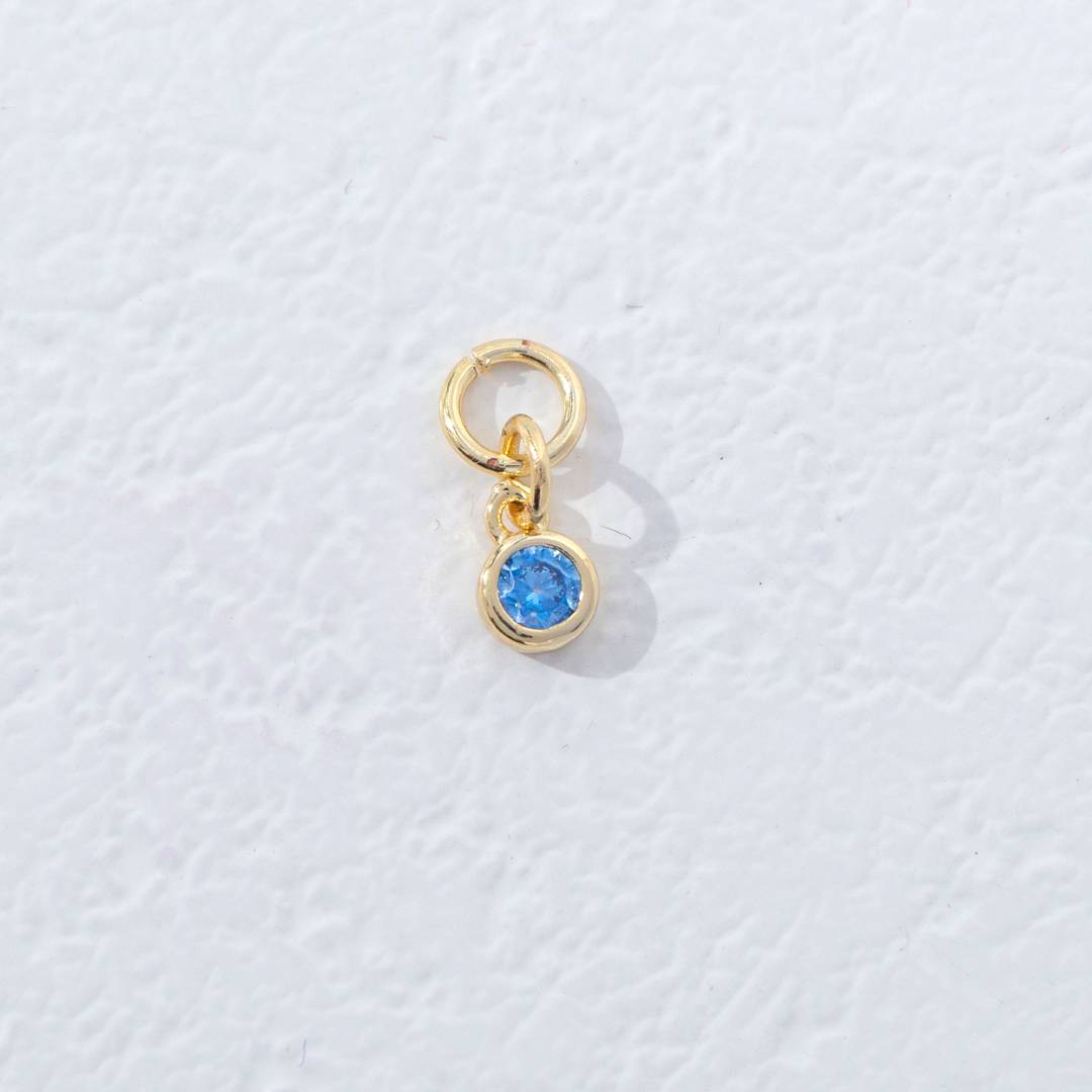 Mini Colorful Plain Round Birthstone Charm DIY Charm Liontin Kalung Bulat Polos Kecil Bulan Lahir Warna-Warni Hypoallergenic Gold Filled