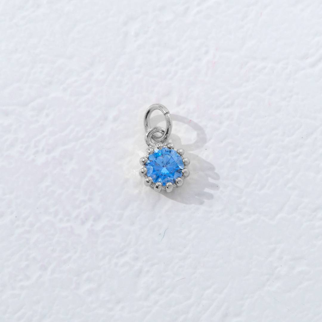Mini Colorful Birthstone Charm DIY Charm Liontin Kalung Bulan Lahir Bulat 12 Sisi Hypoallergenic Gold Filled