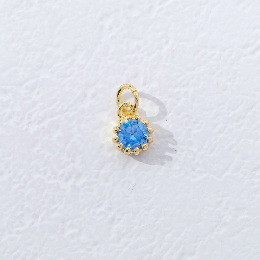 Mini Colorful Birthstone Charm DIY Charm Liontin Kalung Bulan Lahir Bulat 12 Sisi Hypoallergenic Gold Filled