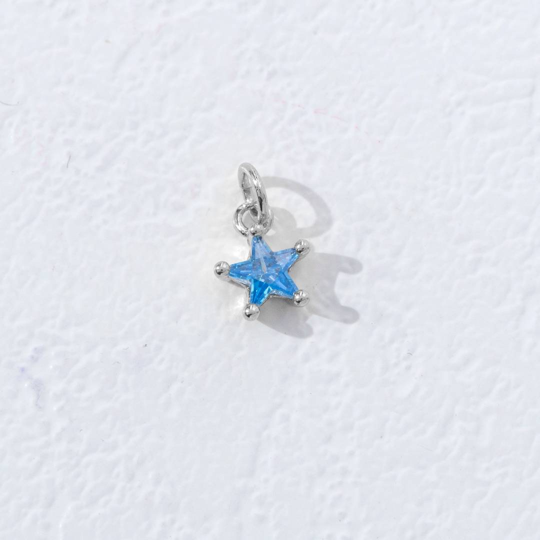 Mini Colorful Star Birthstone Charm DIY Charm Liontin Kalung Bintang Polos Kecil Bulan Lahir Warna-Warni Hypoallergenic Gold Filled