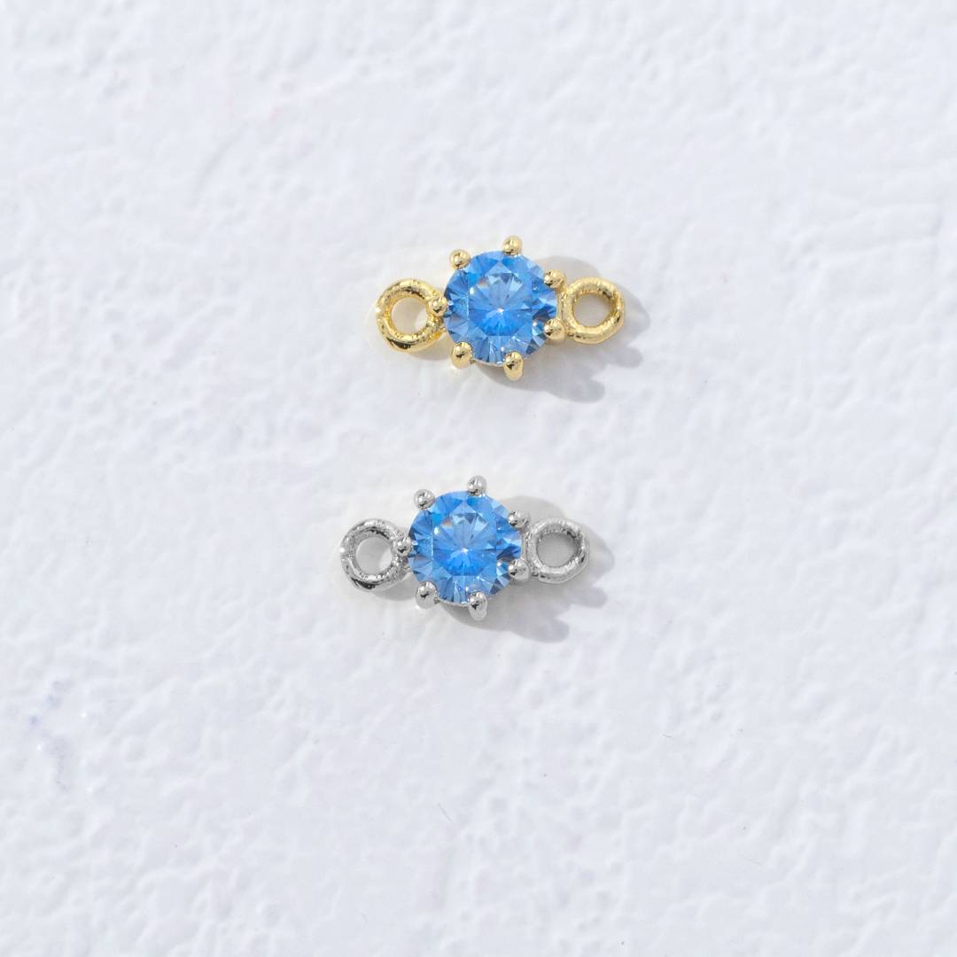 Colorful Round Birthstone DIY Connector Liontin Bulan Lahir Warna-Warni Hypoallergenic Gold Filled