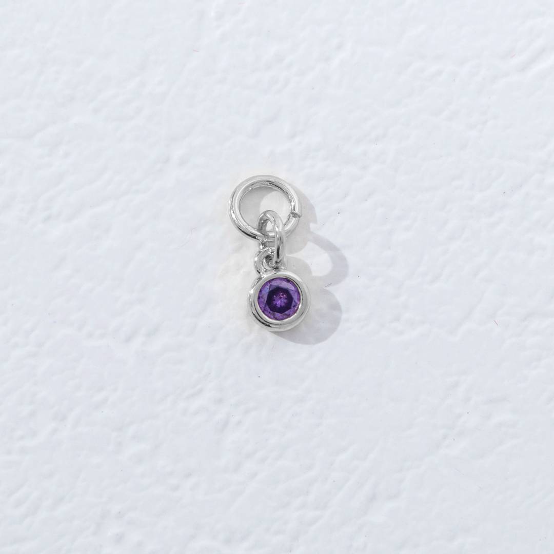 Mini Colorful Plain Round Birthstone Charm DIY Charm Liontin Kalung Bulat Polos Kecil Bulan Lahir Warna-Warni Hypoallergenic Gold Filled