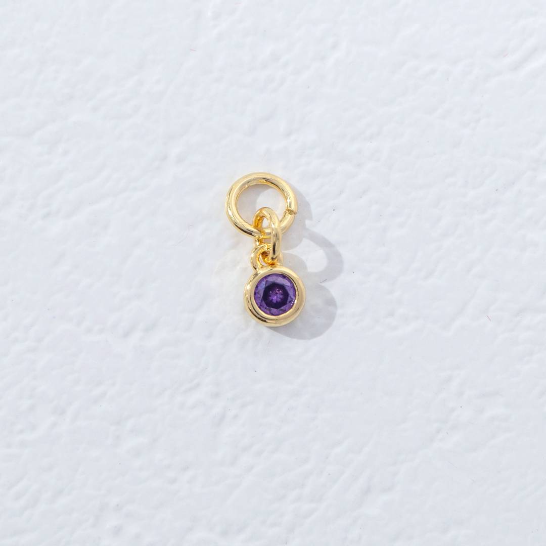 Mini Colorful Plain Round Birthstone Charm DIY Charm Liontin Kalung Bulat Polos Kecil Bulan Lahir Warna-Warni Hypoallergenic Gold Filled