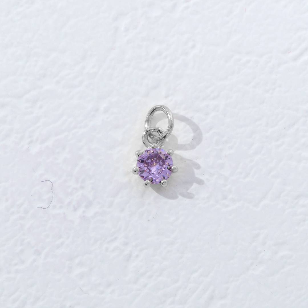 Mini Colorful Round Birthstone Charm DIY Charm Liontin Kalung Bulat 6 Sisi Bulan Lahir Warna-Warni Hypoallergenic Gold Filled