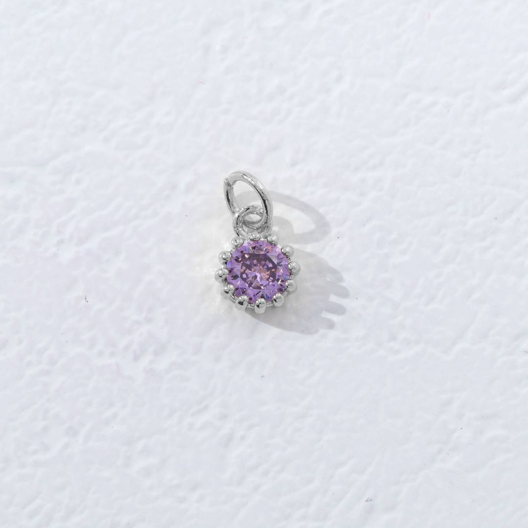 Mini Colorful Birthstone Charm DIY Charm Liontin Kalung Bulan Lahir Bulat 12 Sisi Hypoallergenic Gold Filled