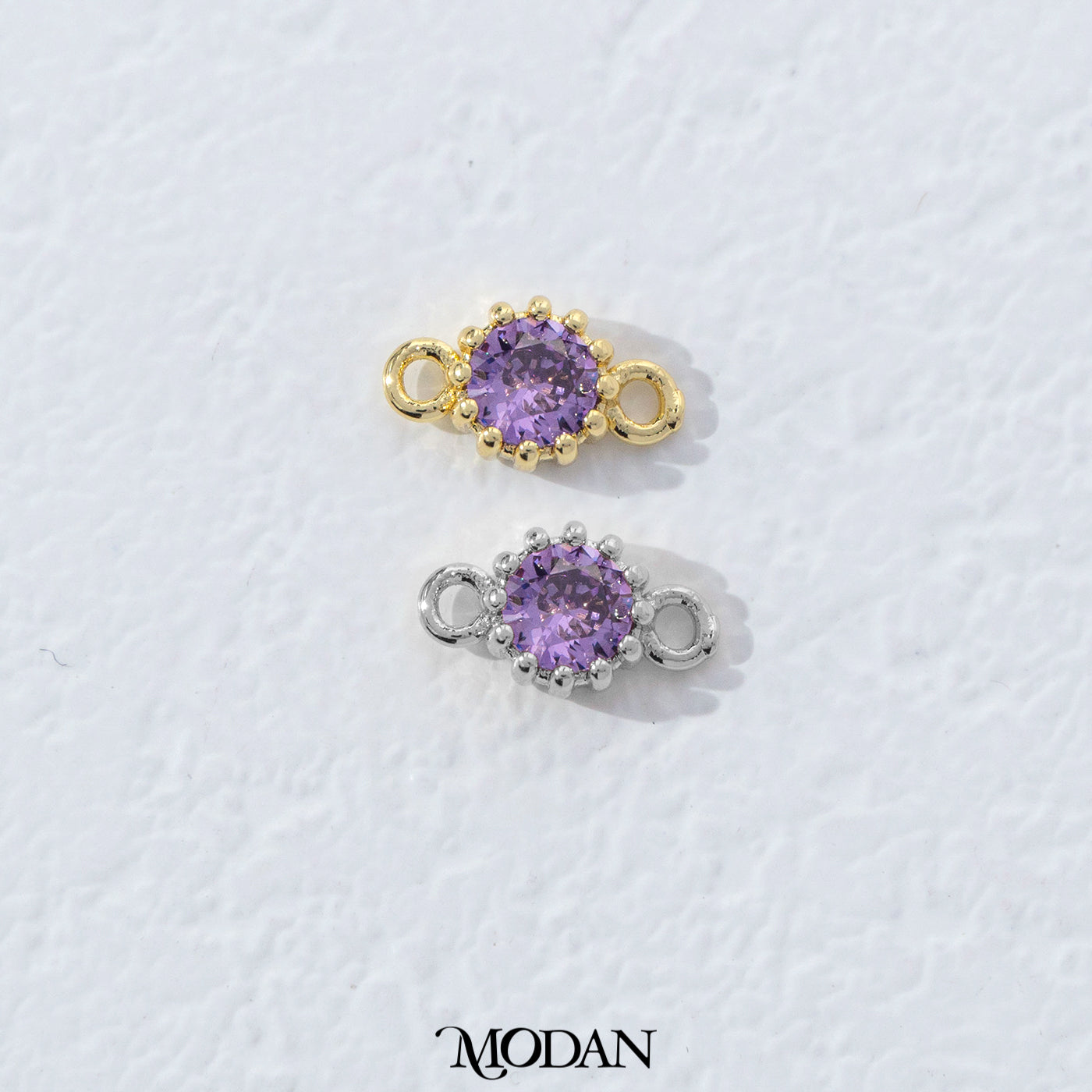 Mini Textured Birthstone DIY Connector Liontin Bulan Lahir Warna-Warni Hypoallergenic Gold Filled