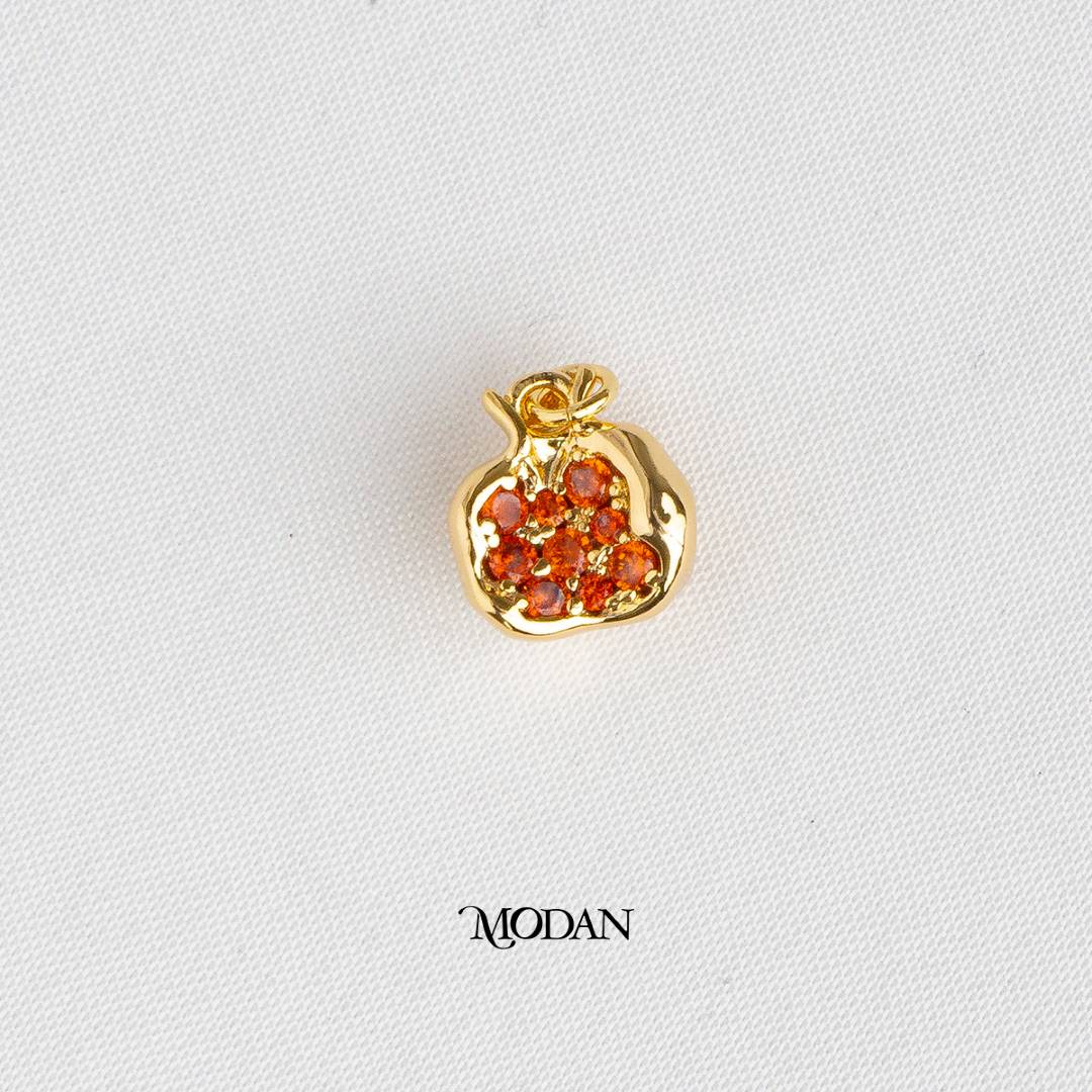 Red Pomegranate 3D Fruit DIY Charm Liontin Buah Delima Hypoallergenic Gold Filled