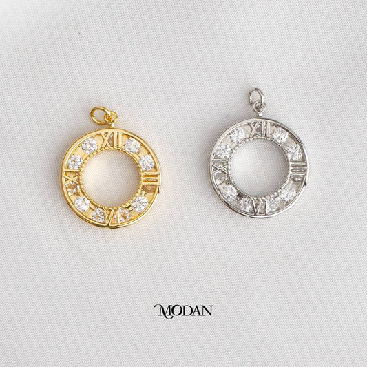 Classic Watch Clock Round DIY Charm Liontin Jam Bulat Hypoallergenic Gold Filled