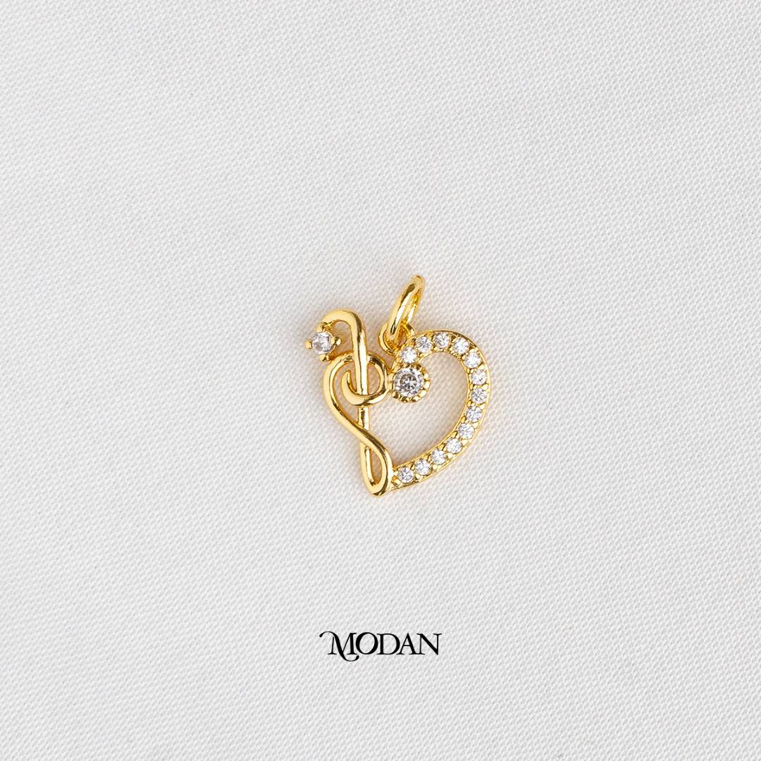 Musical Note Heart DIY Charm Liontin Musik Hypoallergenic Gold Plated