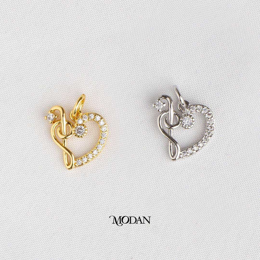 Musical Note Heart DIY Charm Liontin Musik Hypoallergenic Gold Plated