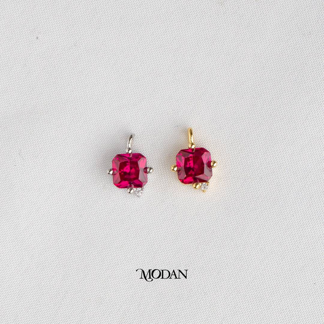 Mini Fuchsia Square DIY Charm Liontin Magenta Hypoallergenic Gold Plated