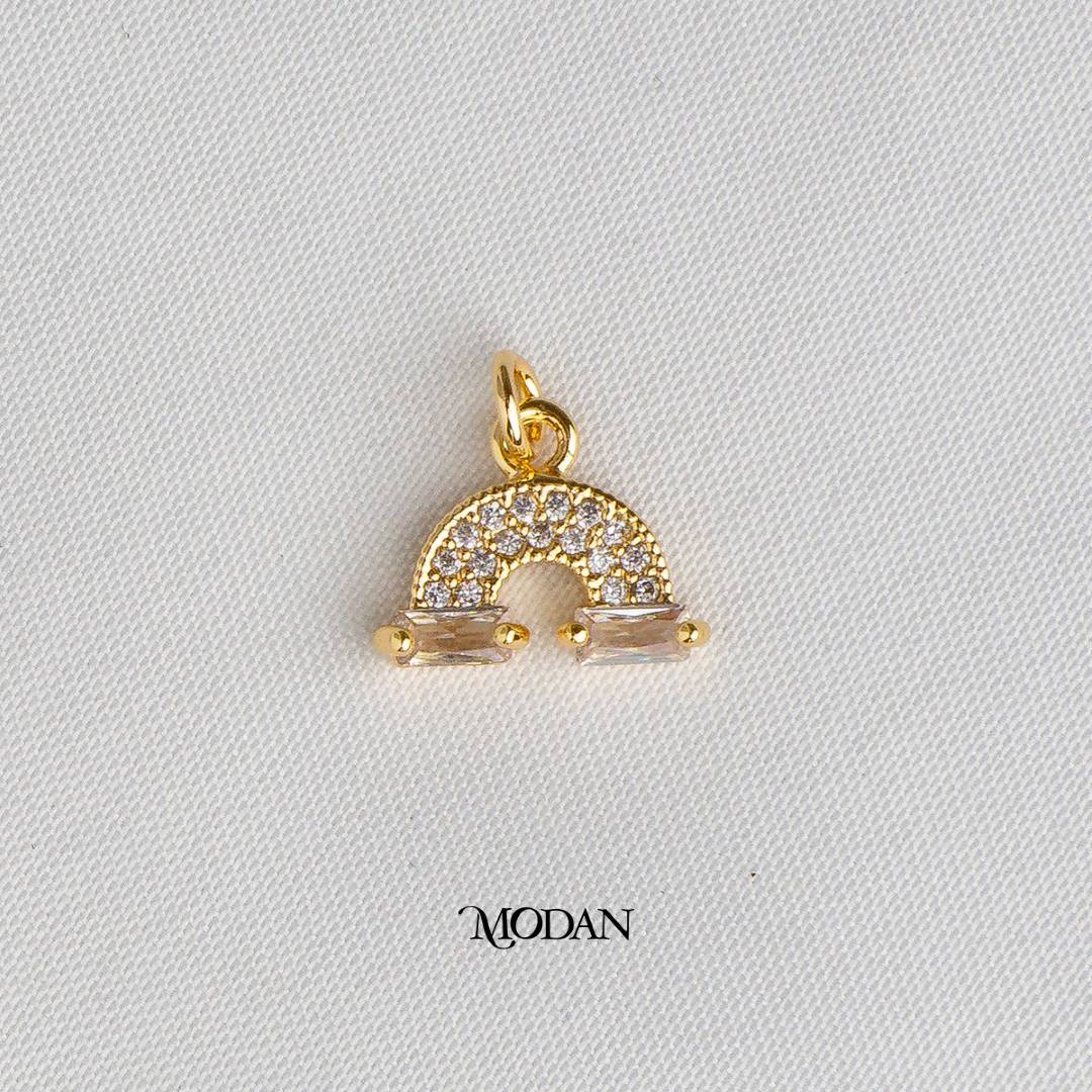 Mini Rainbow Micro Paved DIY Charm Liontin Pelangi Hypoallergenic Gold Filled