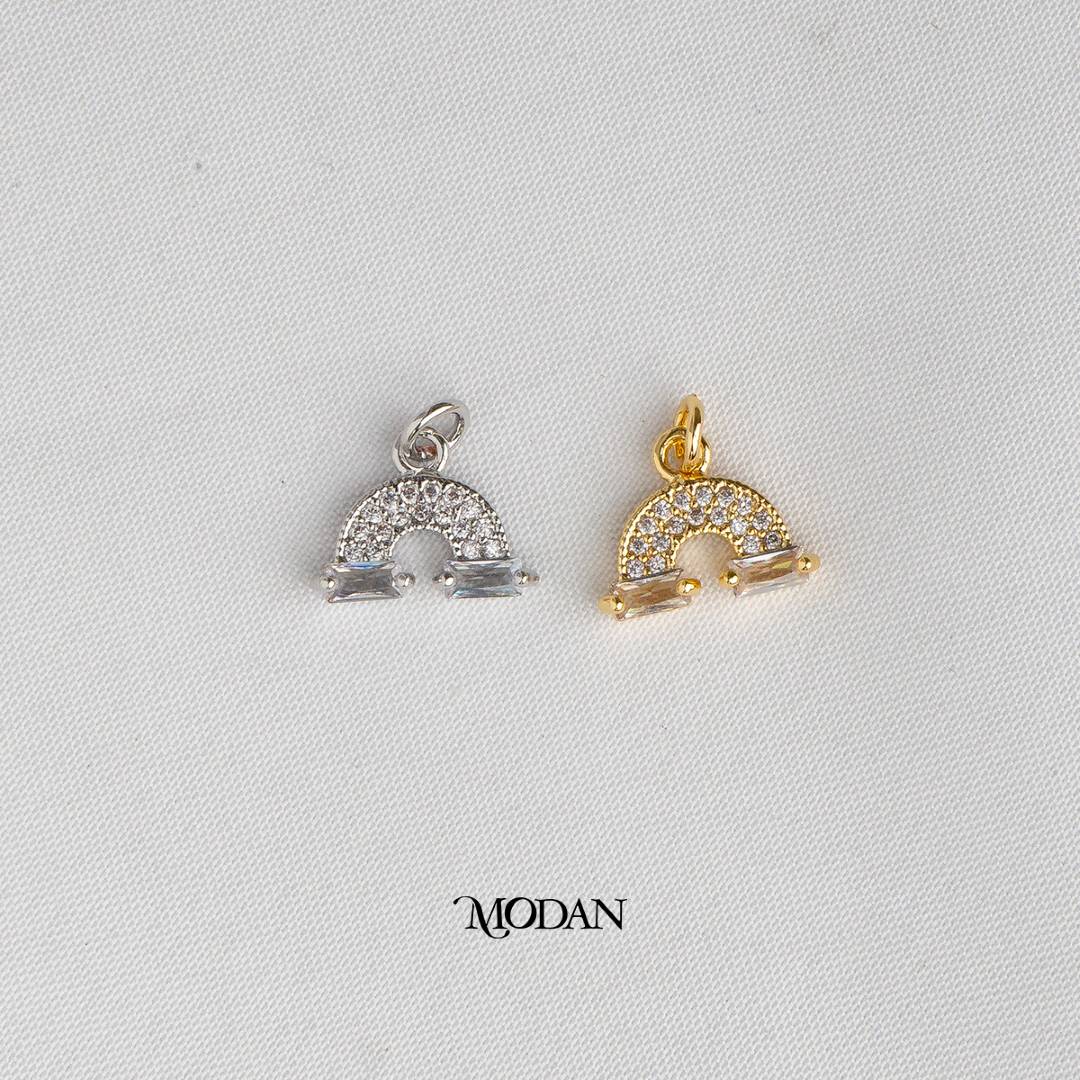 Mini Rainbow Micro Paved DIY Charm Liontin Pelangi Hypoallergenic Gold Filled