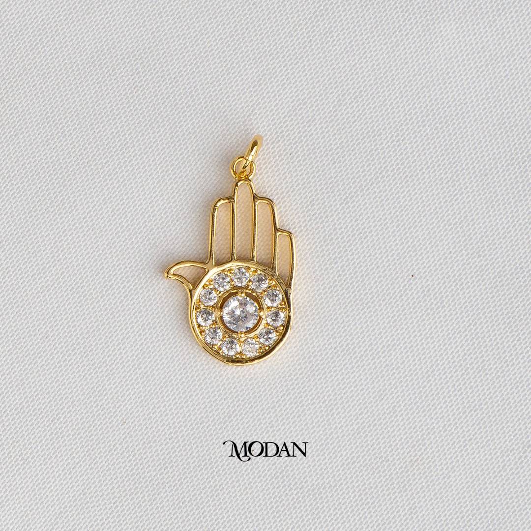 Hamsa Hand Protection Shaped DIY Charm Liontin Tangan Fatimah Hypoallergenic Gold Plated