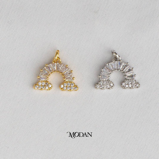 Rainbow Clear Baguette DIY Charm Liontin Pelangi Hypoallergenic Gold Filled