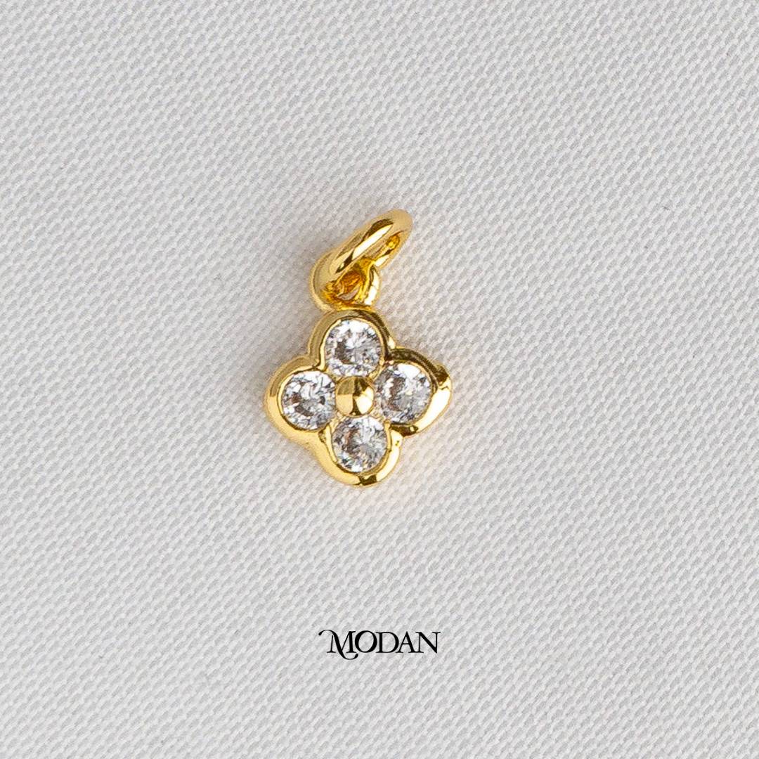 Tiny Clover DIY Charm Liontin Daun Semanggi Hypoallergenic Gold Plated