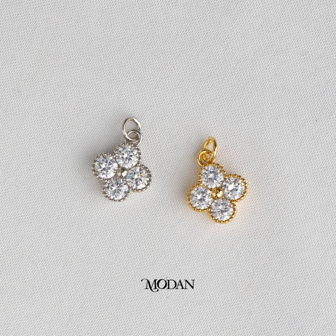 Lucky Four Leaf Clover DIY Charm Liontin Daun Semanggi Keberuntungan Hypoallergenic Gold Filled