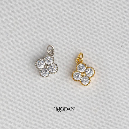 Lucky Four Leaf Clover DIY Charm Liontin Daun Semanggi Keberuntungan Hypoallergenic Gold Filled